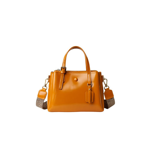 Leather Mini Tote Bag with Zipper & Crossbody Handbag for Women | Retro Muse | Sunset Yellow