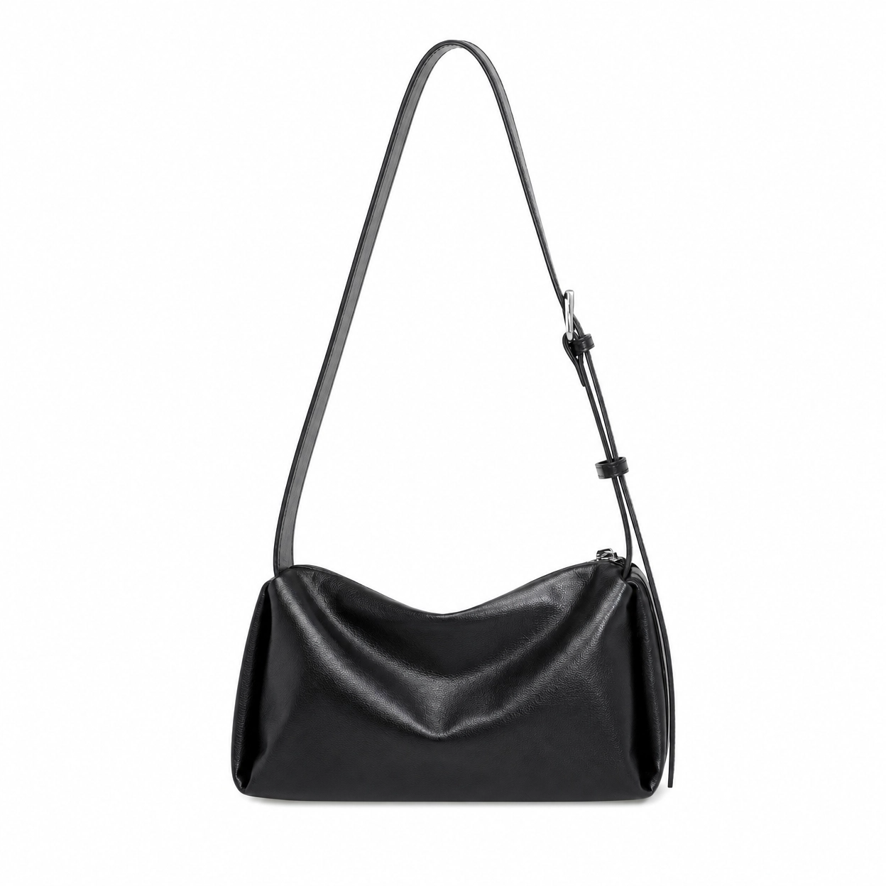 Black Leather HandBag with Adjustable Strap Shoulder Bag Crossbody Bag