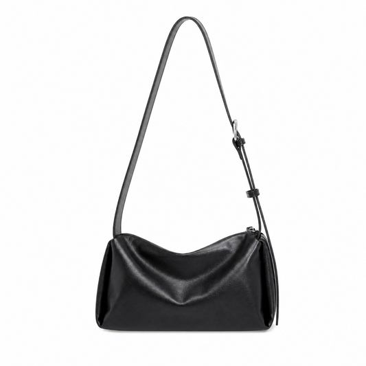 Black Leather HandBag with Adjustable Strap Shoulder Bag Crossbody Bag