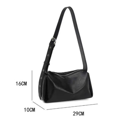 Black Leather HandBag with Adjustable Strap Shoulder Bag Crossbody Bag