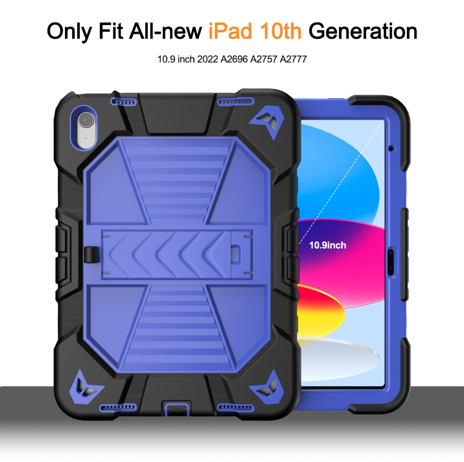 Rugged iPad 11th Gen 10.9" Case – Shockproof Cover Stand & Pencil Holder (Blue)