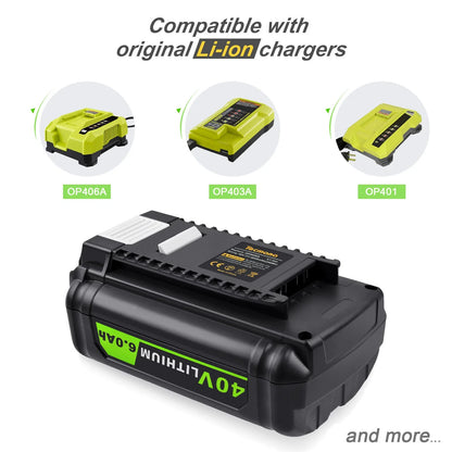 Ryobi 40V Battery 6Ah Battery Replacement Compatible