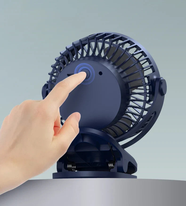 Portable Mini Clip Fan 4 Speed Adjustable USB Rechargeable