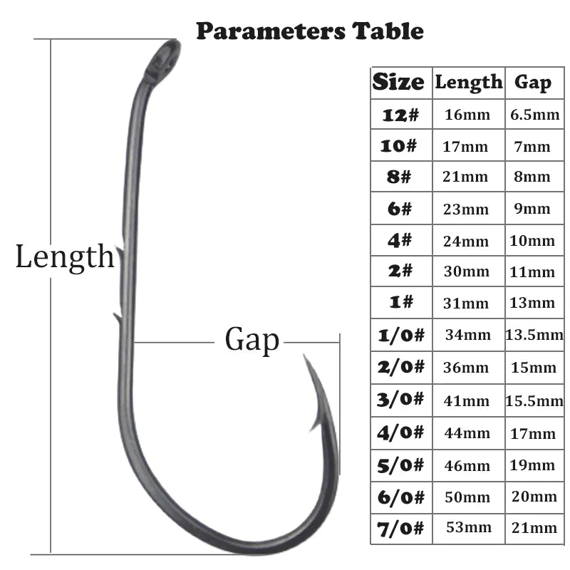 50pcs Double-backed 6/0  High Carbon Fishing Hooks