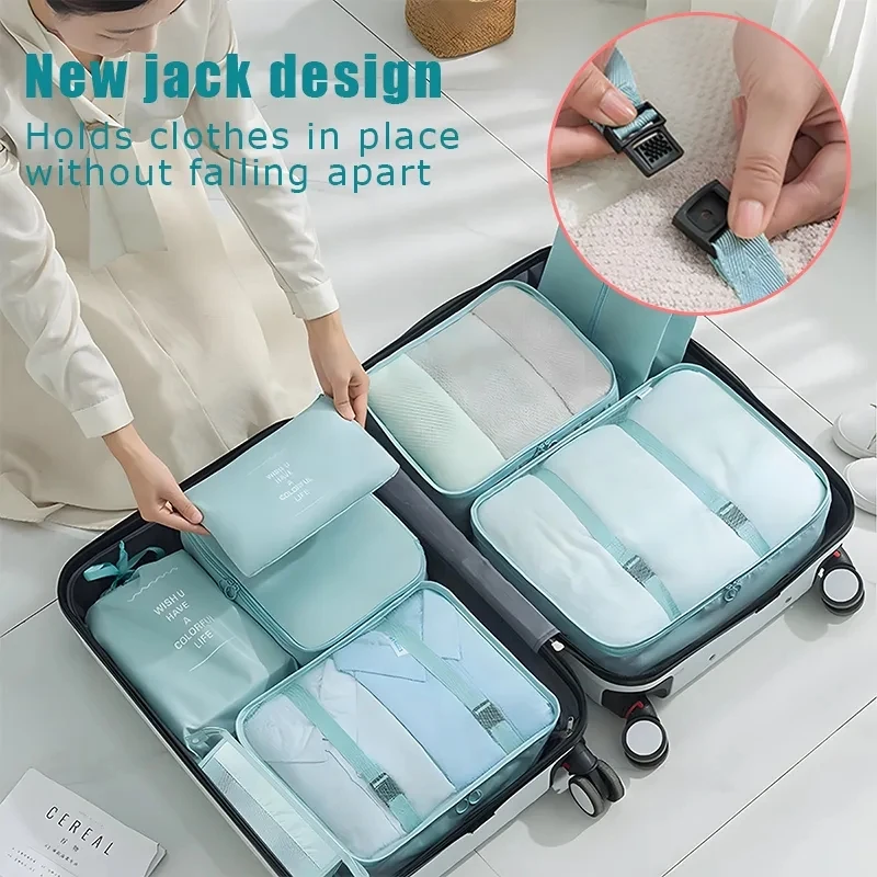8-Piece Folding Travel Organizer Storage Bags - Suitcase Packing Set ZH16008