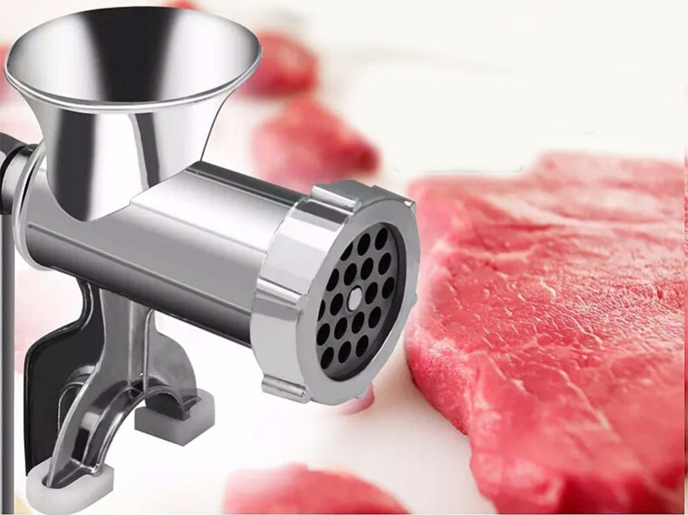 Meat grinder with sausage pipe
