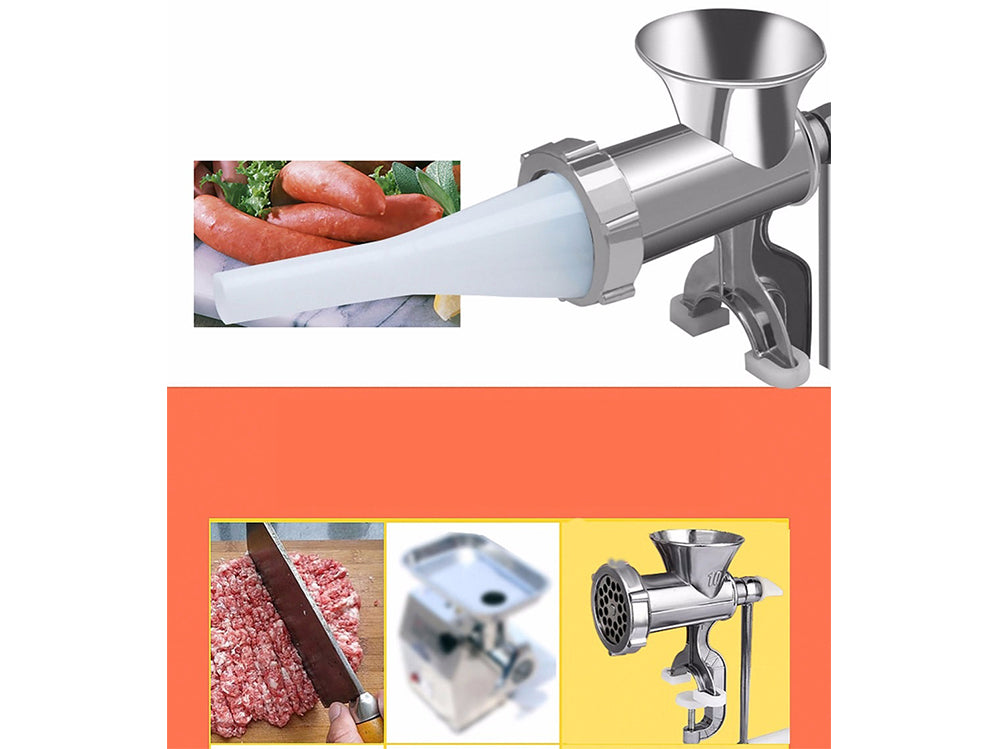 Disassembled meat grinder parts