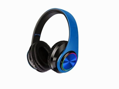 BLUE Wireless bluetooth Headset Headphones Foldable Stereo Earphones LED Super