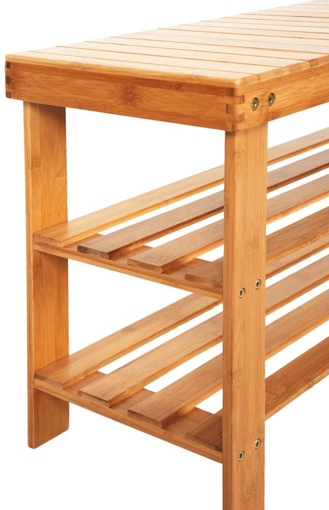 Natural bamboo shoe storage rack