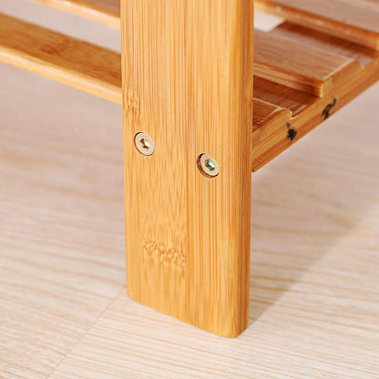 Bamboo rack with slatted shelves