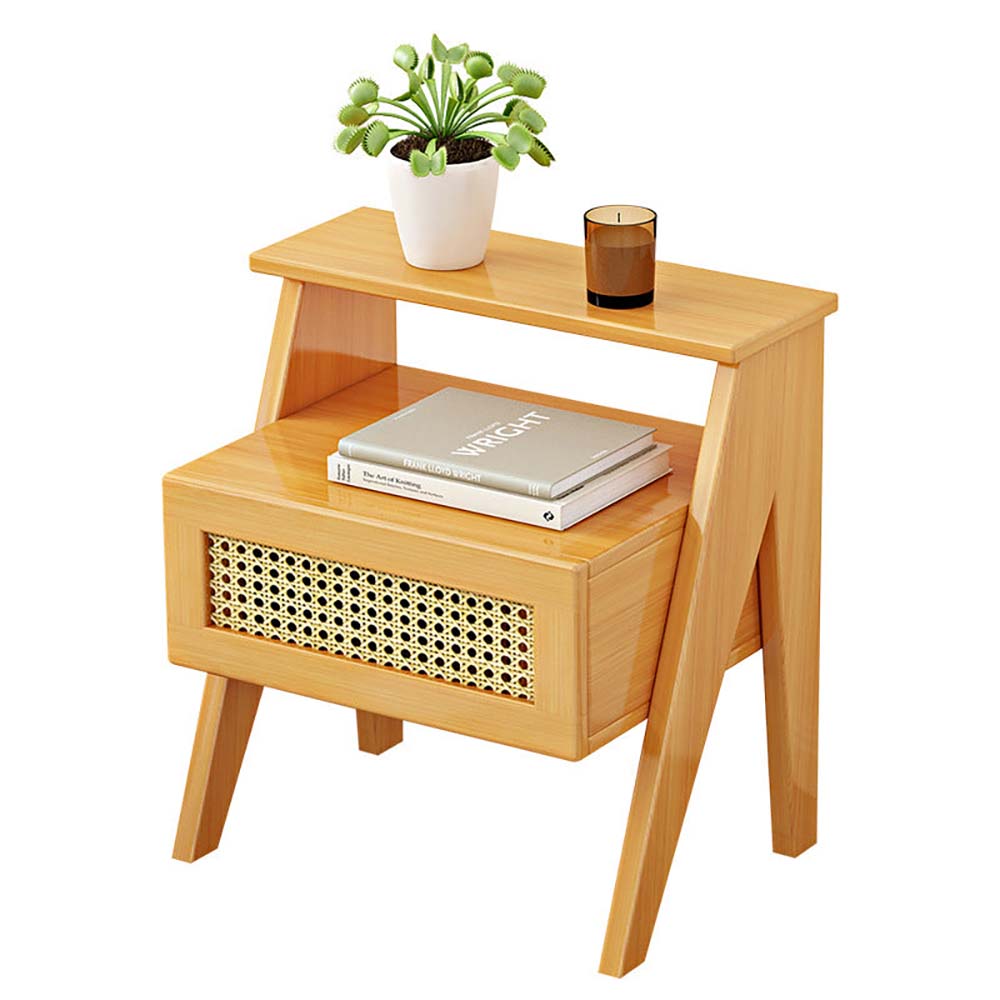 wooden bedside table