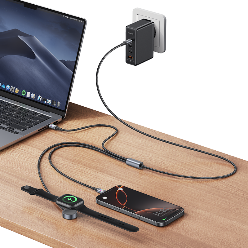 USB-C to 2x USB-C Fast Charging Cable + Apple Watch Wireless Charger