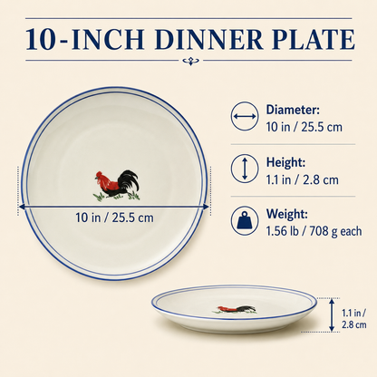 Red Rooster 10-Inch Dinner Plates – Set of 4
