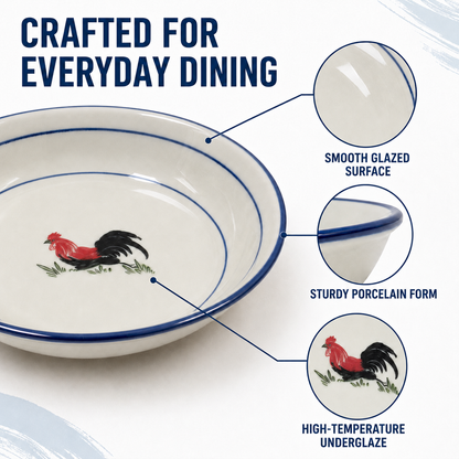 Red Rooster 8-Inch Deep Plates – Set of 4