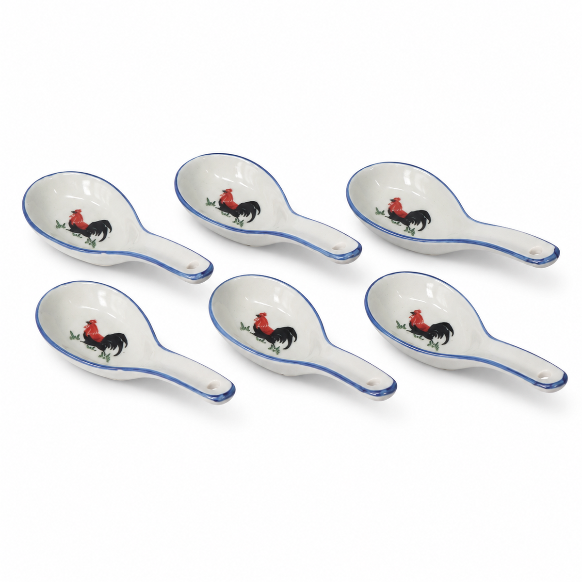 Red Rooster Medium Porcelain Soup Spoons – Set of 6