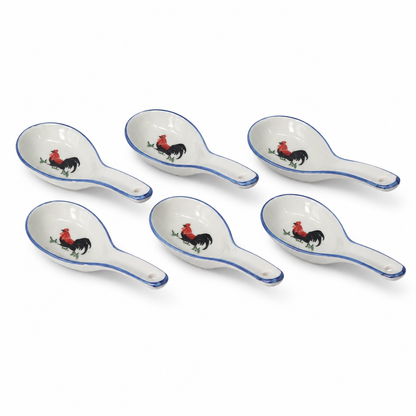 Red Rooster Medium Porcelain Soup Spoons – Set of 6