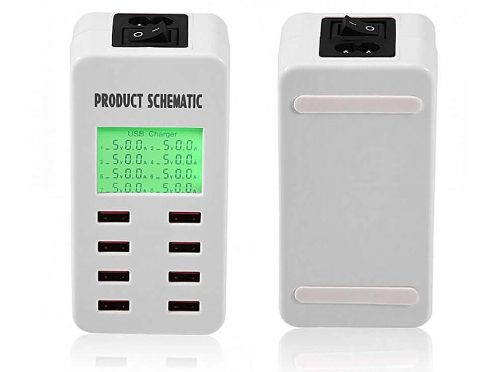 USB charger with LCD display
