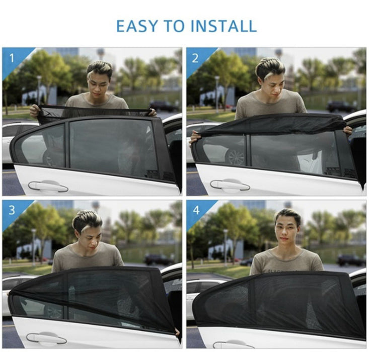 4pcs/set Car Front & Rear Side Window Sun Shade Cover Visor Mesh Shield Sunshade