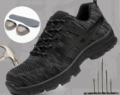 Steel Toe Summer Work Shoes Anti Piercing Lightweight Sneakers Hiking Shoes - B