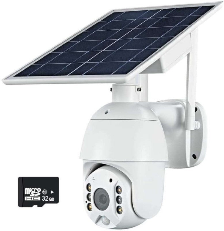 Camera with solar panel attached