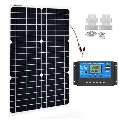 Solar Panel 30W 12V with controller 20A and mount Monocrystalline