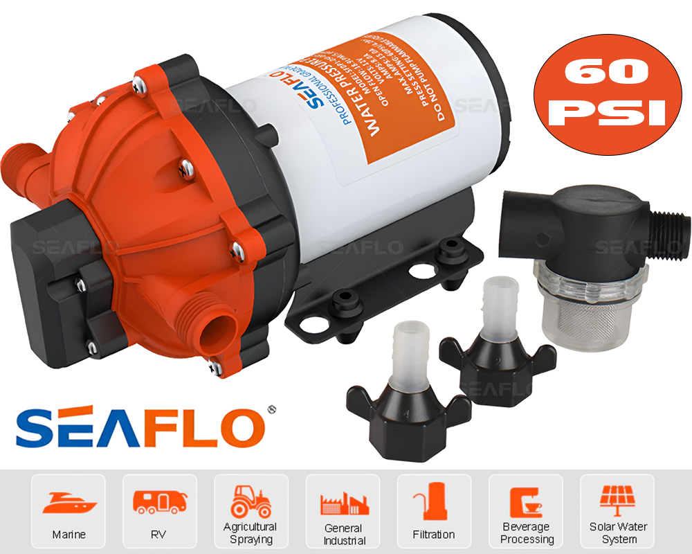 Seaflo 12V Dc Diaphragm Pump 5.0Gpm 60Psi