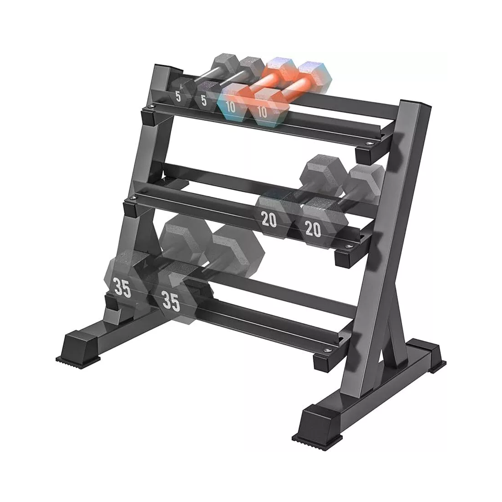 Three tier dumbbell rack stand