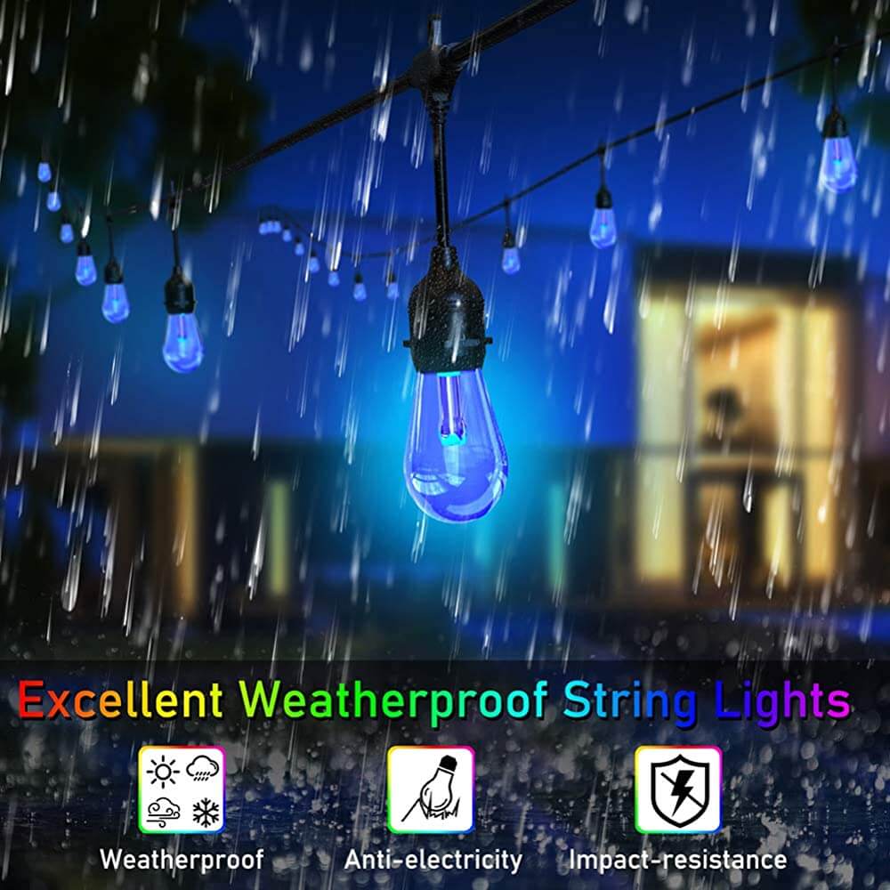 Waterproof Festoon Lights with 20M 24 bulbs RGB
