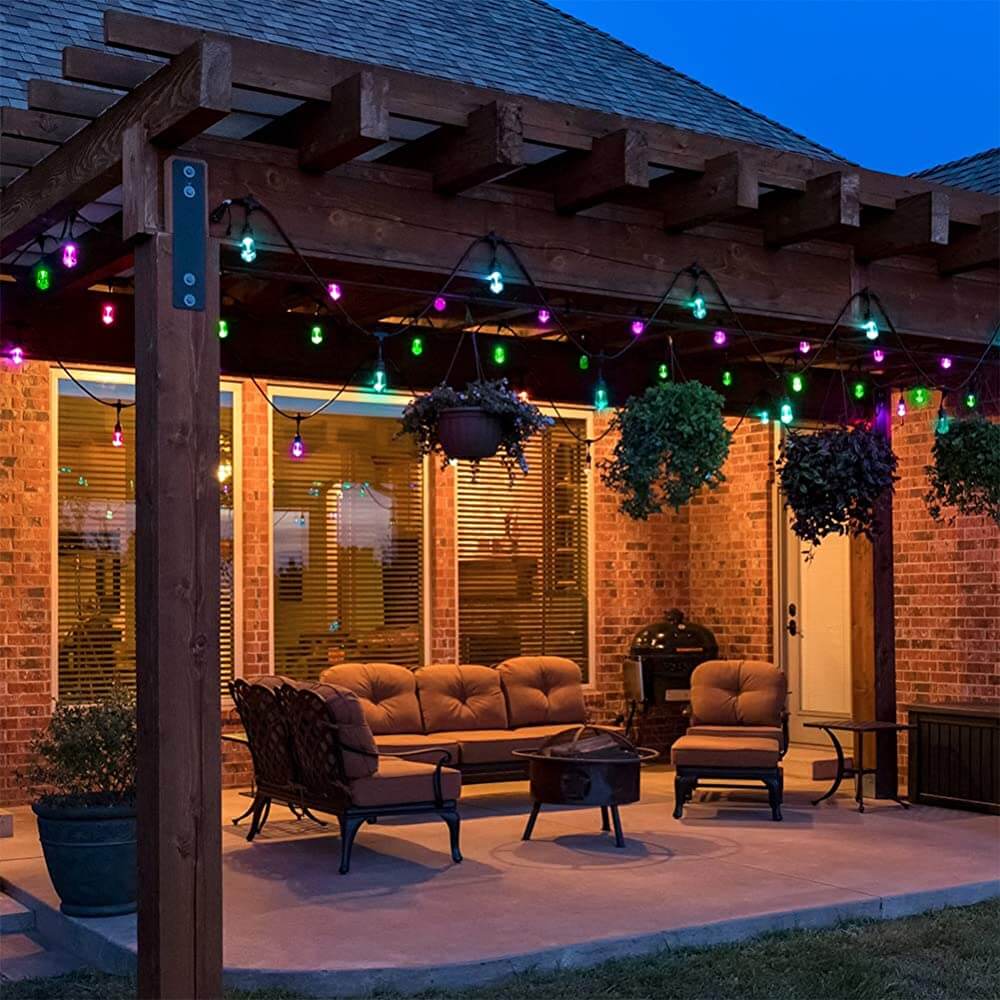 Waterproof Festoon Lights with 20M 24 bulbs RGB