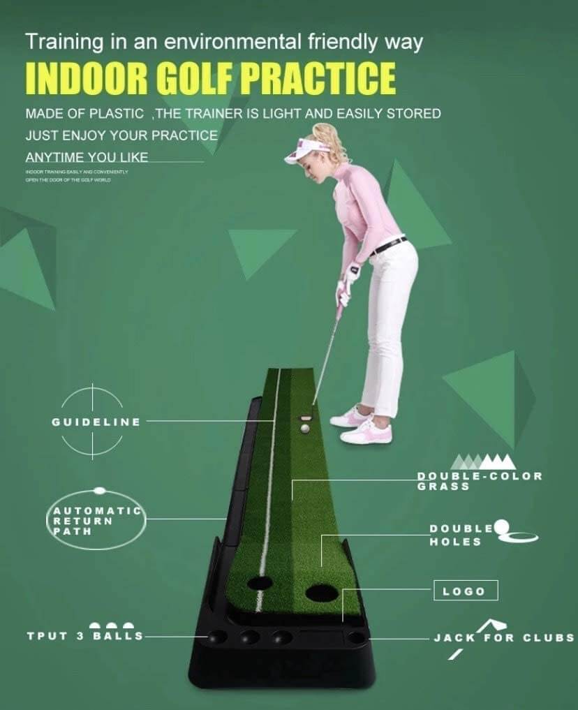 Golf practice mat green