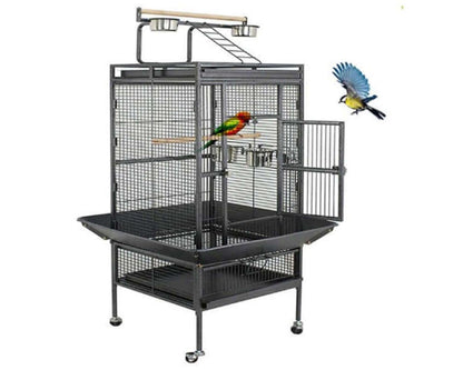 Wooden perches inside bird cage