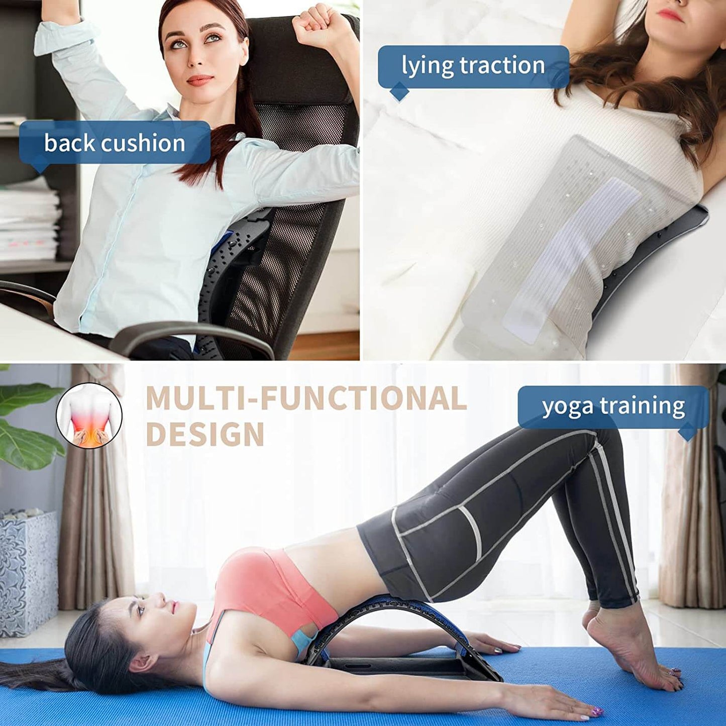 Back Stretcher for Lower Back Pain Relief, Multi Level Lumbar Support Spine Board for Bed, Chair and Car