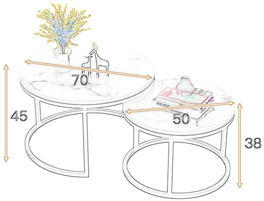 Metal frame coffee tables