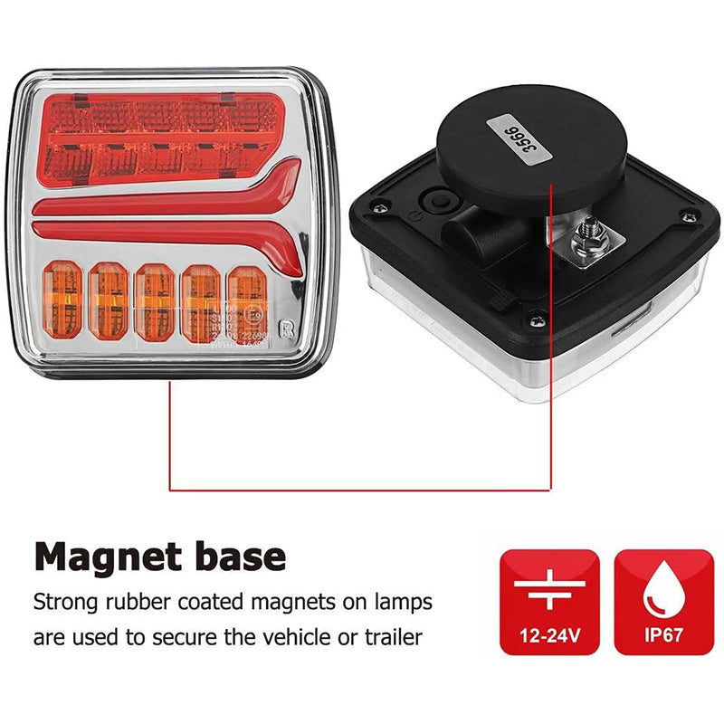 Magnetic Wireless LED Trailer Truck Tail Lights Kit