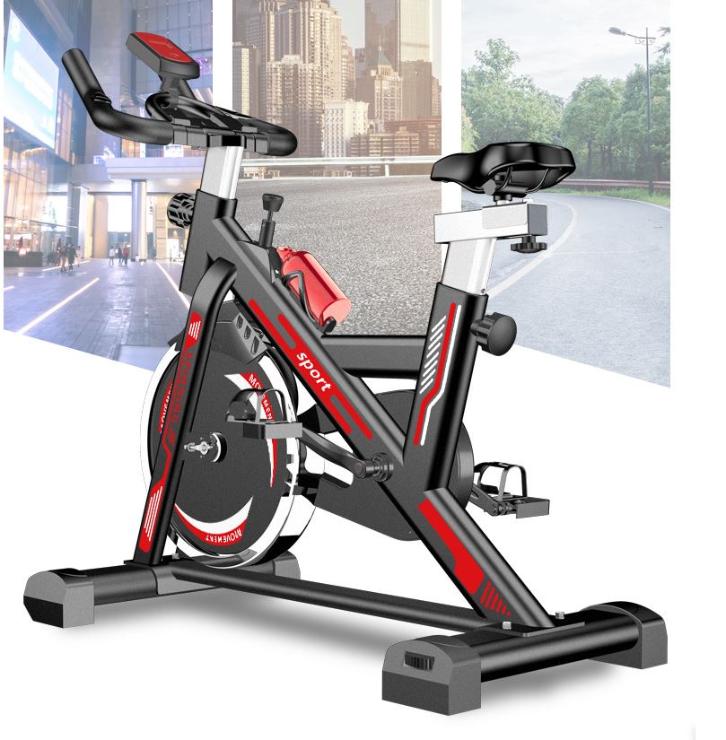 Red stationary bike for home workout