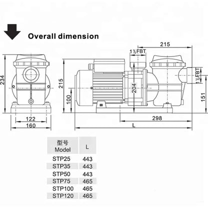 Swimming Pool Pump 1.5HP 1100W