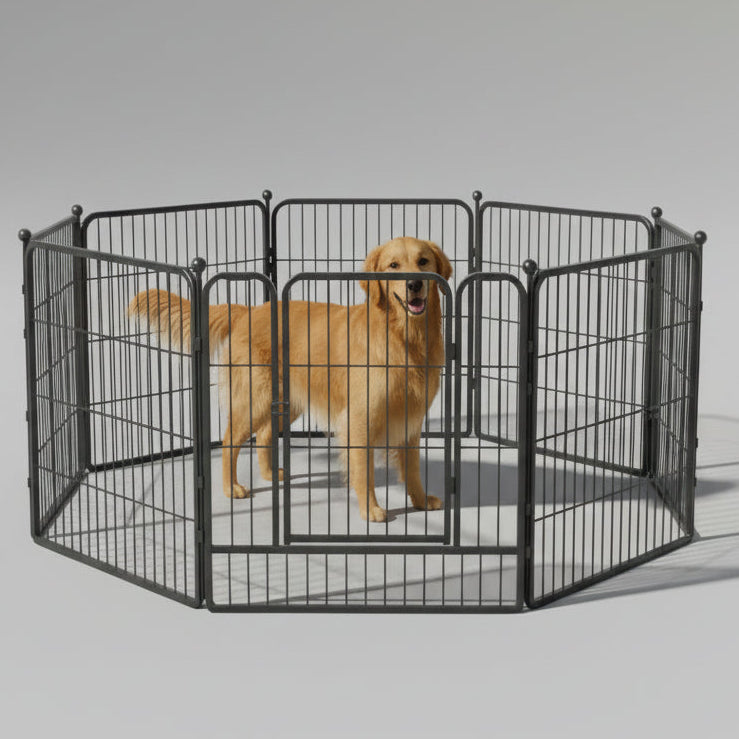 Pet Fence 8 Panels 80 x 80cm Dog Playpen Pet Enclosure SILVER MIX