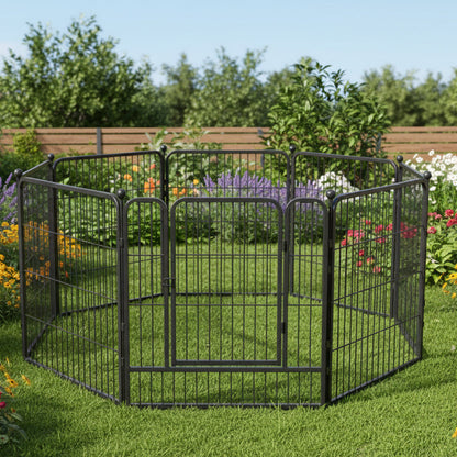 Pet Fence 8 Panels 80 x 80cm Dog Playpen Pet Enclosure SILVER MIX