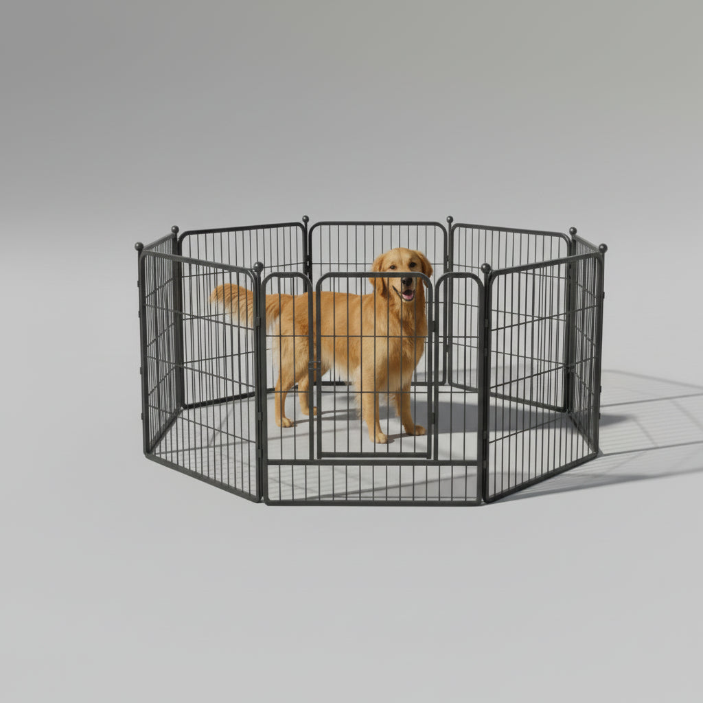 Pet Fence 8 Panels 80 x 80cm Dog Playpen Pet Enclosure SILVER MIX