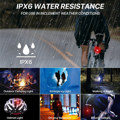 Waterproof Bike front torch & rear light