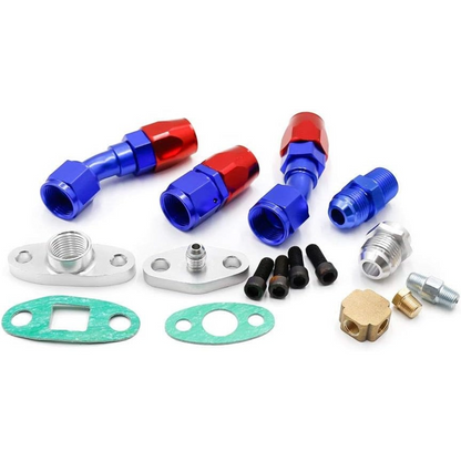 Turbo Charger Oil Drain Return Line Oil Feed Complete Kit Fit for T3 T4 GT35 T70 T66