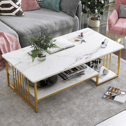 Marble Texture Modern Rectangle Coffee Table