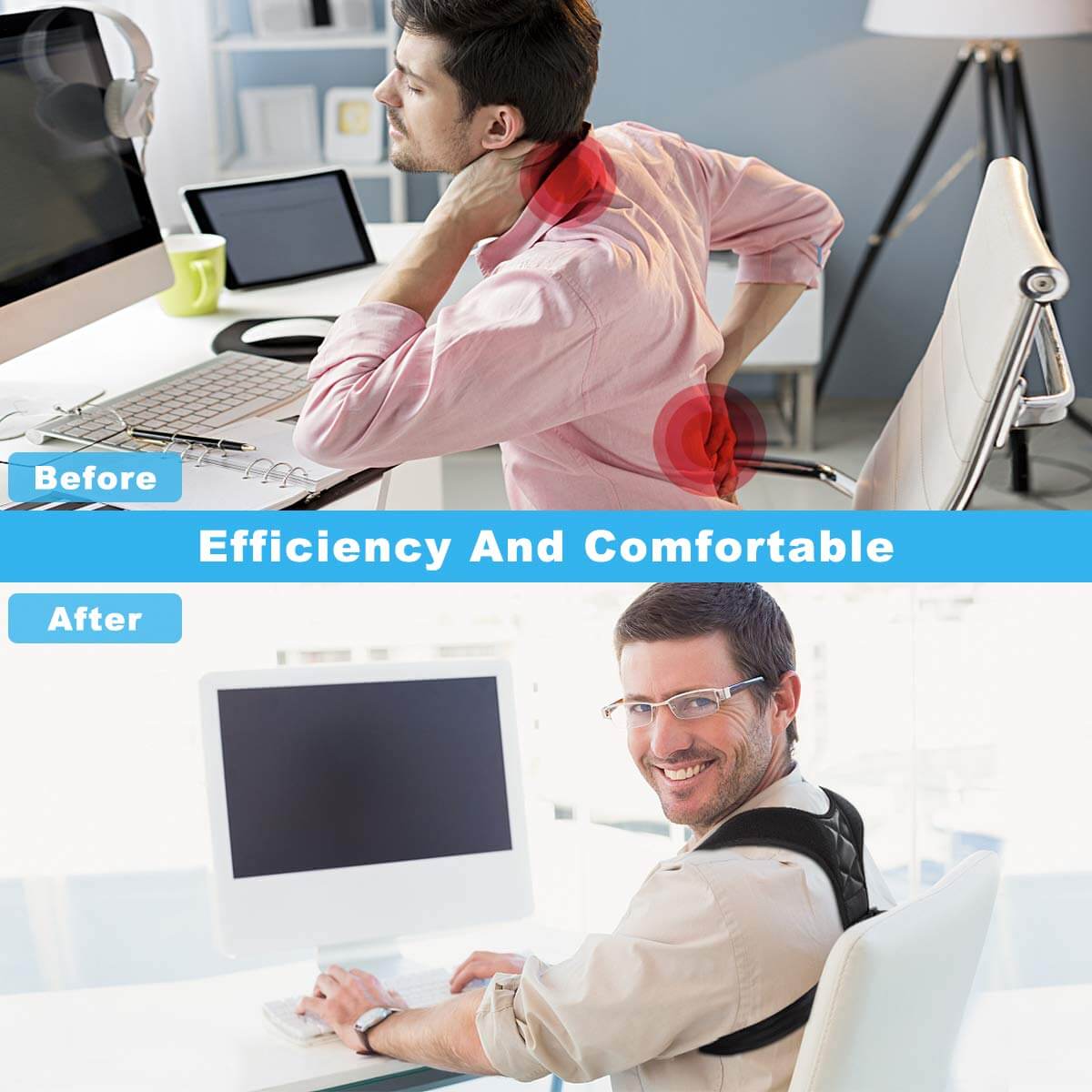 Back support brace with soft armpit pads