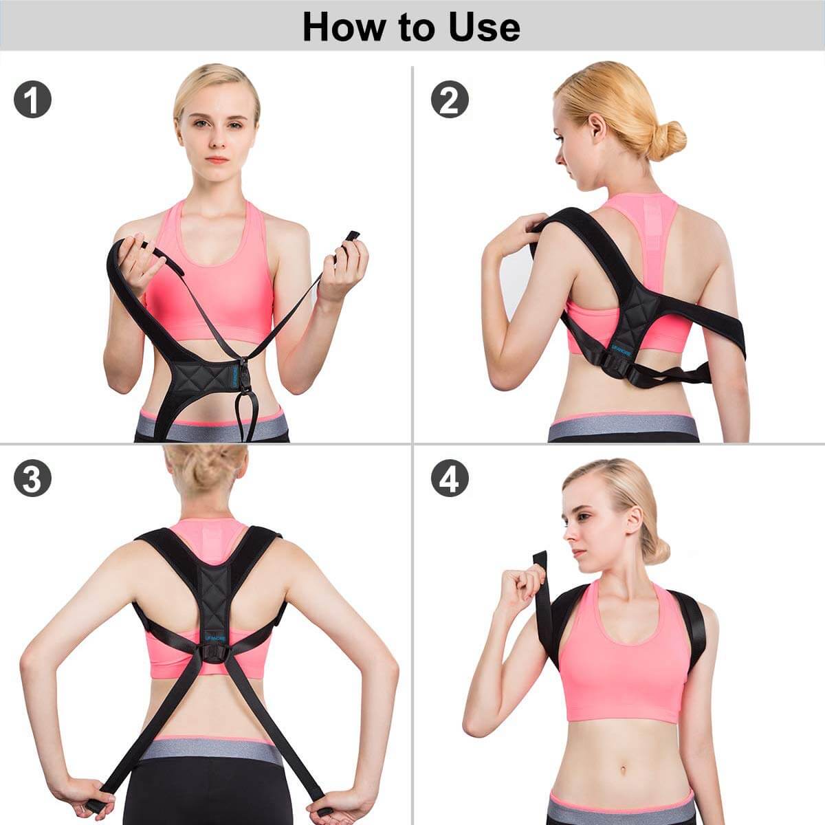 Back view of posture corrector brace