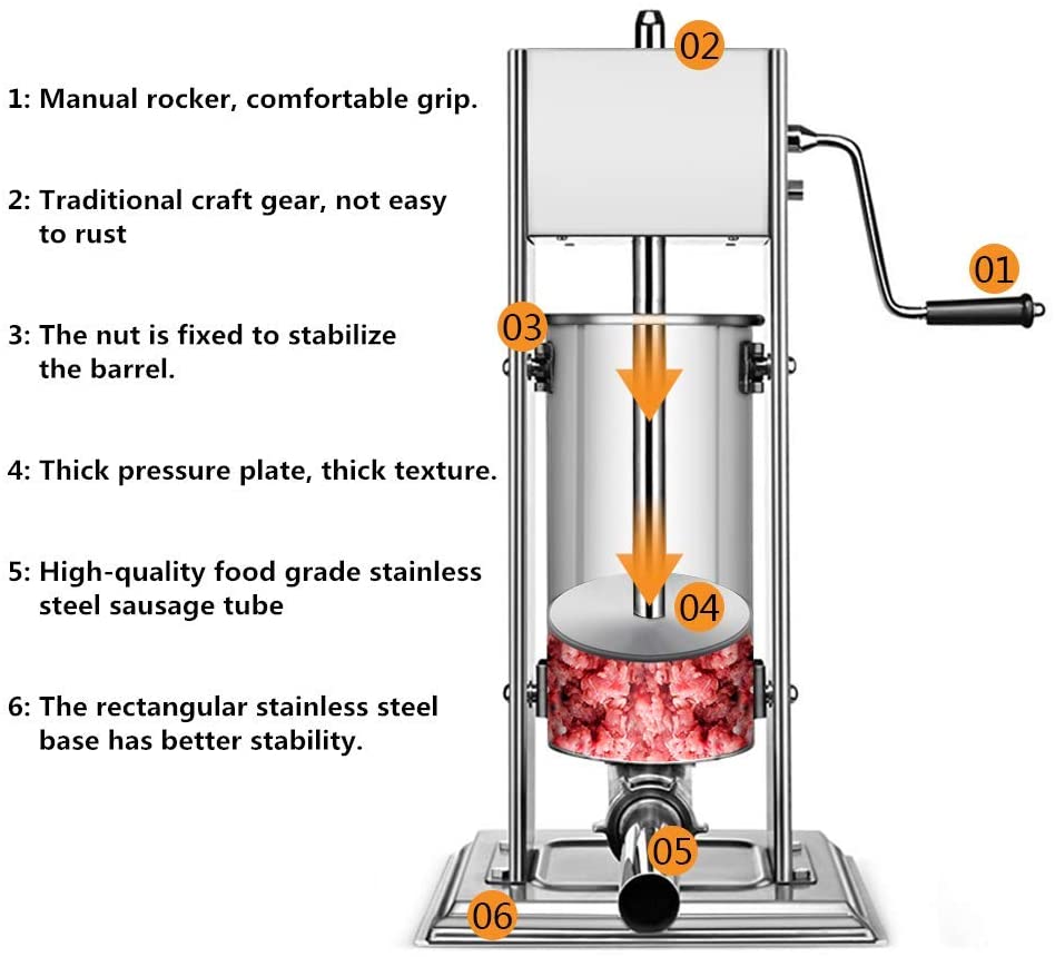 Sausage Maker Stuffer Filler Vertical Stainless Steel Sausage Maker - The Shopsite