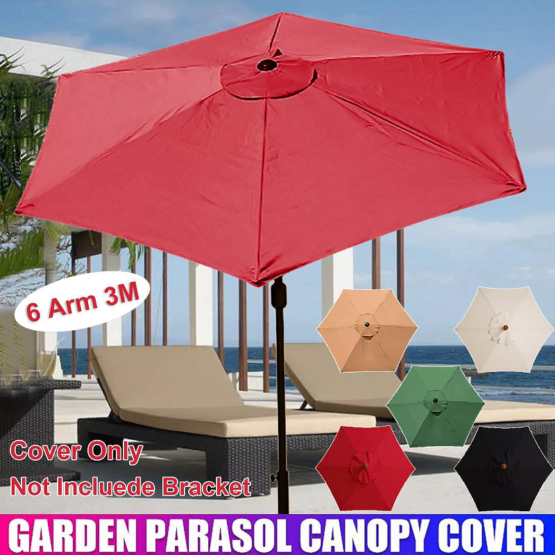 5 Colours 6-Arm/3M Parasol Replacement Cloth Round Garden Umbrella Cover