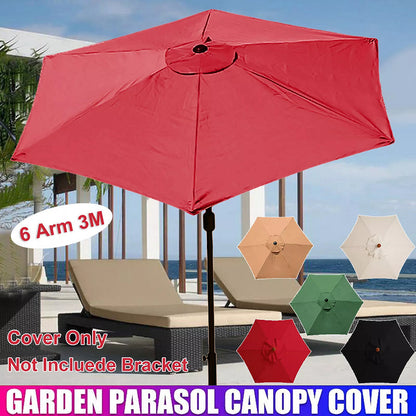 5 Colours 6-Arm/3M Parasol Replacement Cloth Round Garden Umbrella Cover