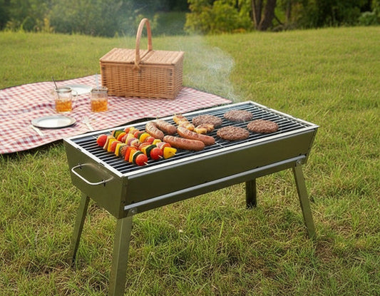 Folding Barbecue BBQ Charcoal Grill 62cm x 23cm High 46cm