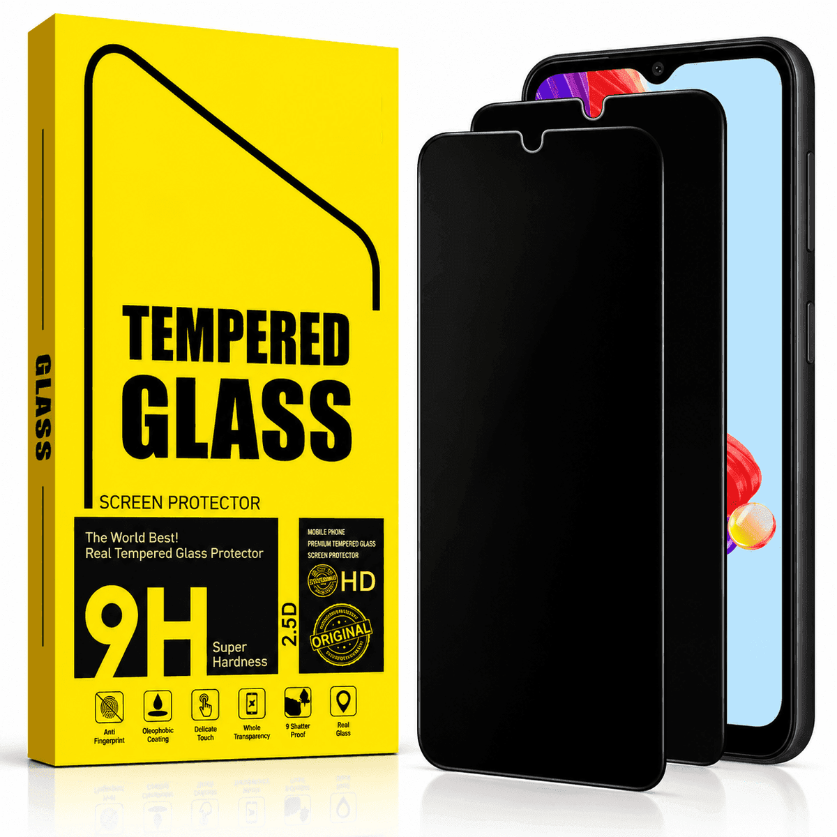 Samsung Galaxy A25 Privacy Tempered Glass Screen Protector (2 Pack) – 9H HD Anti-Spy, 2.5D Rounded Edge, Impact & Scratch Resistant