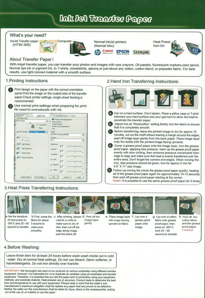 Heat Transfer Paper For Tshirt Printing 10Pcs